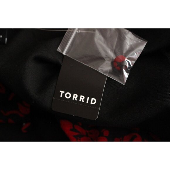 Torrid Midi Chiffon Dress 4X Surplice V-Neck Balloon Sleeve Black Crinkle Flowy - Picture 7 of 8